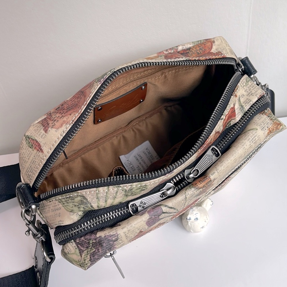 Patricia Nash Floral Print Crossbody Bag Set in Cream, Orange, Purple, Green - Picture 8 of 16